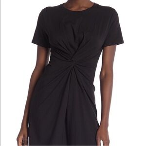 Theory cotton black knot twist front dress short sleeve t-shirt stretch
